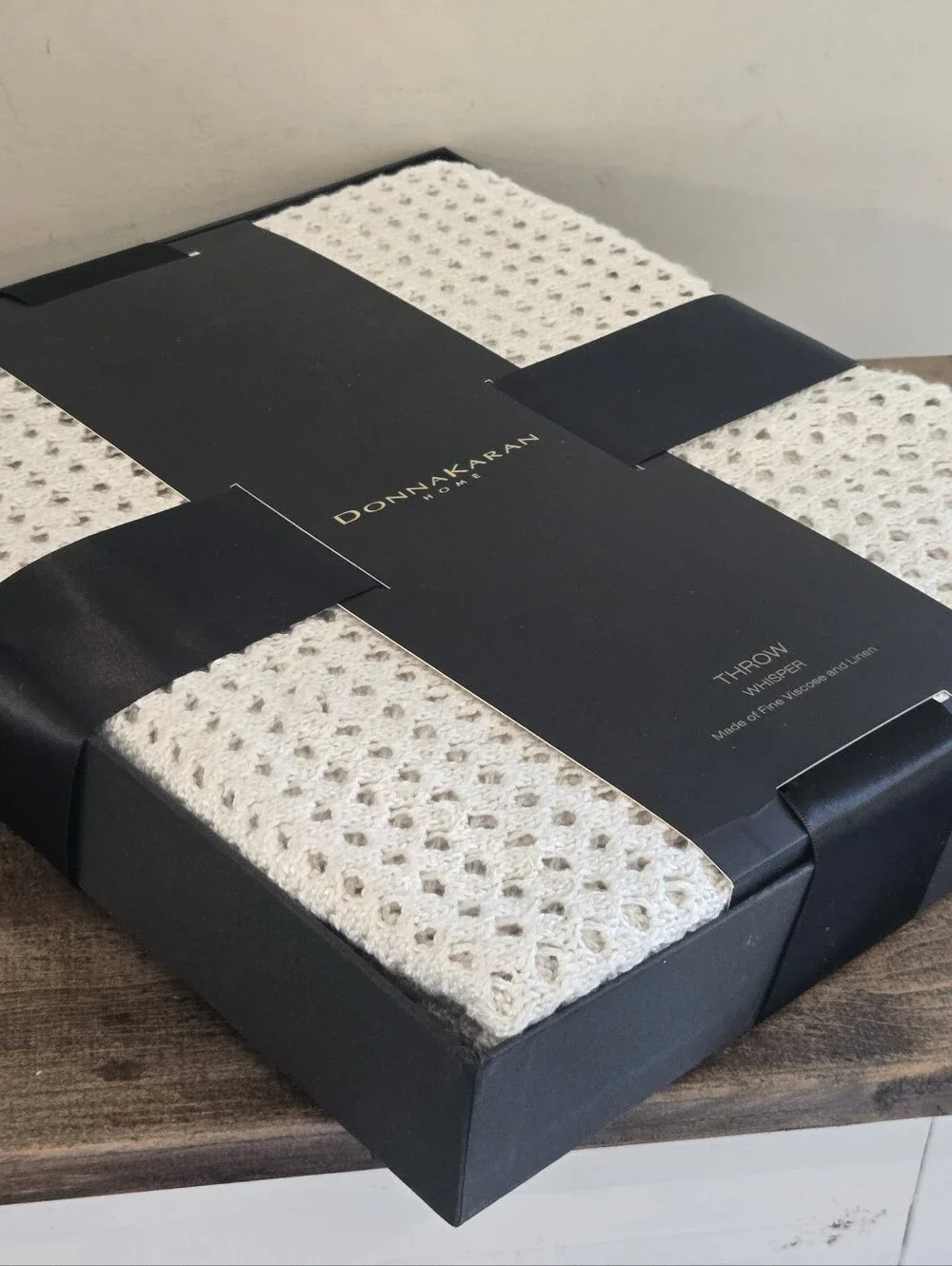 Donna Karan Viscose Linen Whisper Open Knit Throw